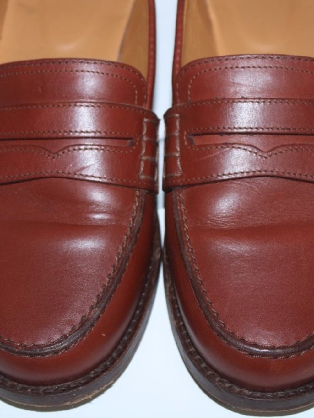 Sezane Women's Size 38/US 7 Brown Andrea Natural Heritage Leather Penny Loafers - Picture 3 of 11